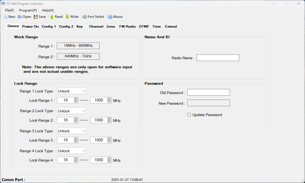 Le logiciel de programmation CPS du RT-860